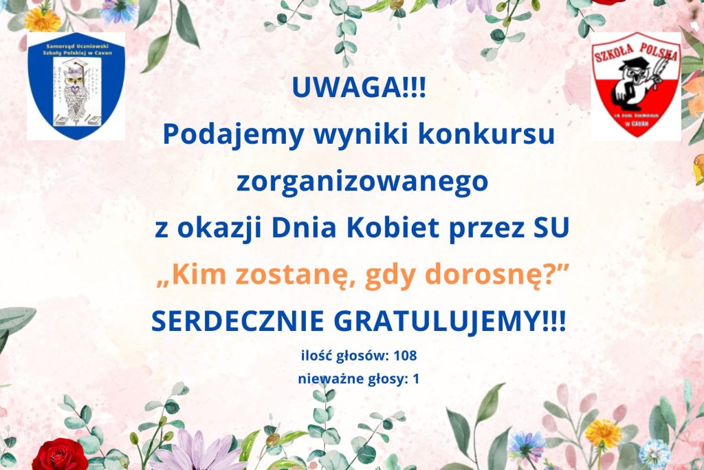 Wyniki konkursu z okazji Dnia Kobiet