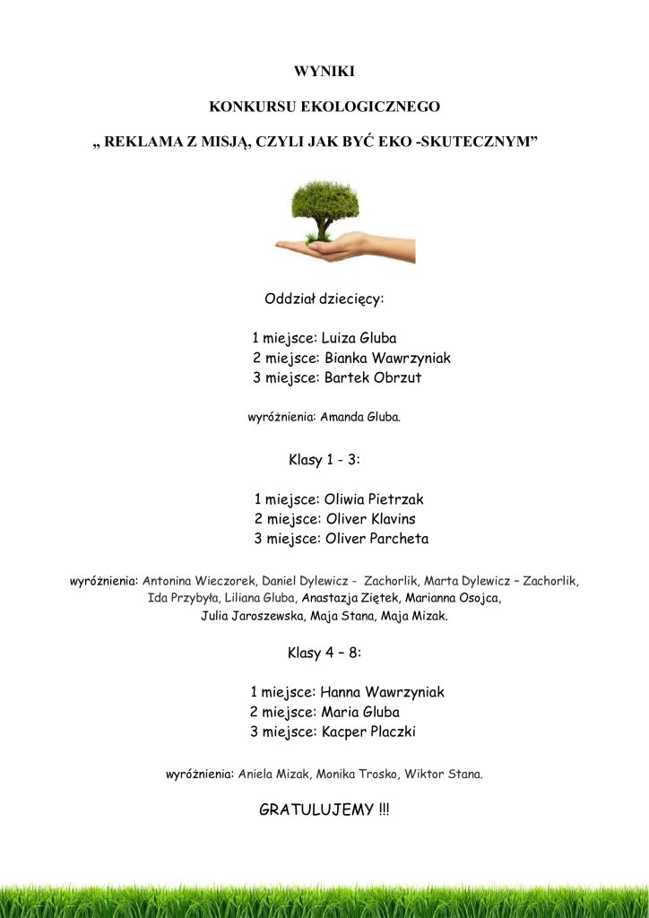 Wyniki konkursu ekologicznego