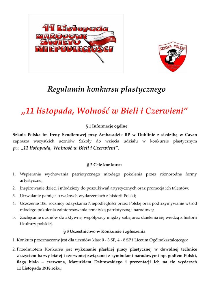 Konkurs plastyczny „11 listopada, Wolność w Bieli i Czerwieni”
