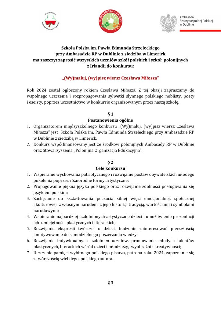 Konkurs plastyczno-literacki„(Wy)maluj, (wy)pisz wiersz Czesława Miłosza”